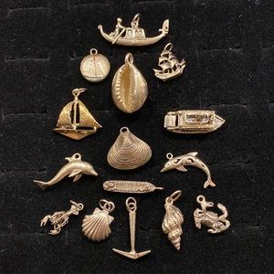 Fifteen Sterling Silver Aquatic Charms